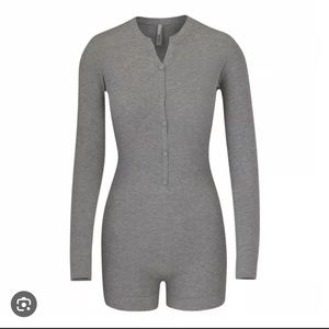 Skims Soft Lounge Henley Onesie Grey